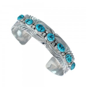 Native American Navajo Turquoise Sterling Silver Cuff Bracelet AX129455