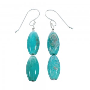 Genuine Sterling Silver Navajo Turquoise Bead Hook Dangle Earrings JX129865