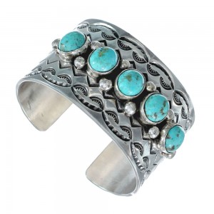 Navajo Turquoise Multistone Sterling Silver Cuff Bracelet AX129786