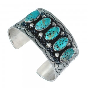 Navajo Turquoise Multistone Sterling Silver Cuff Bracelet AX129787