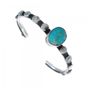 Native American Sterling Silver Turquoise Cuff Bracelet AX129805