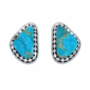 Native American Sterling Silver Turquoise Post Earrings AX129517