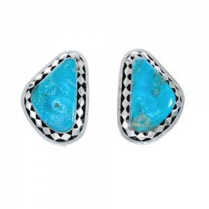 Native American Sterling Silver Turquoise Post Earrings AX129519