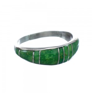 Native American Malachite Inlay Zuni Ring Size 8 AX129593