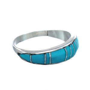 Native American Turquoise Inlay Zuni Ring Size 8-3/4 AX129614