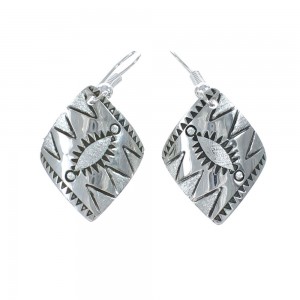 Native American Genuine Sterling Silver Hook Dangle Earrings AX129670