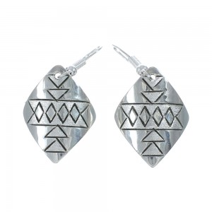 Native American Genuine Sterling Silver Hook Dangle Earrings AX129671