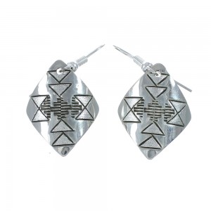 Native American Genuine Sterling Silver Hook Dangle Earrings AX129673
