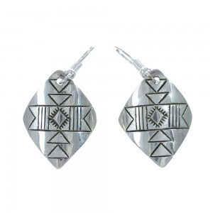 Native American Genuine Sterling Silver Hook Dangle Earrings AX129680