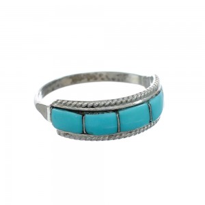 Native American Zuni Sterling Silver Turquoise Ring Size 7-3/4 AX130047