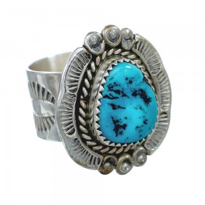Native American Turquoise Sterling Silver Ring Size 10 AX130105