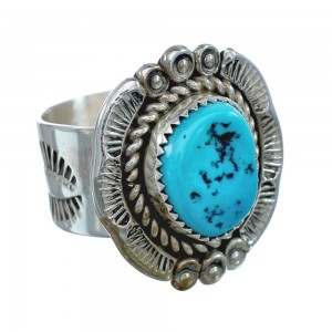 Native American Turquoise Sterling Silver Ring Size 11-1/2 AX130106