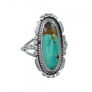 Native American Sterling Silver Turquoise Ring Size 7-1/2 AX130153
