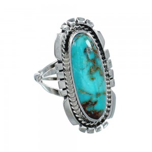 Native American Sterling Silver Turquoise Ring Size 6 AX130154