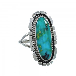 Native American Sterling Silver Turquoise Ring Size 6-3/4 AX130163