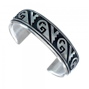 Navajo Authentic Sterling Silver Cuff Bracelet AX129729