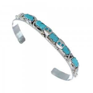 Turquoise Sterling Silver Effie Calavaza Zuni Snake Bracelet AX129768