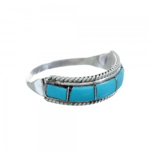 Turquoise Native American Genuine Sterling Silver Ring Size 8 JX129698