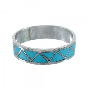 Turquoise Native American Zuni Genuine Sterling Silver Ring Size 13 JX129712