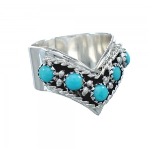 Genuine Sterling Silver Zuni Turquoise Ring Size 9-3/4 JX129722