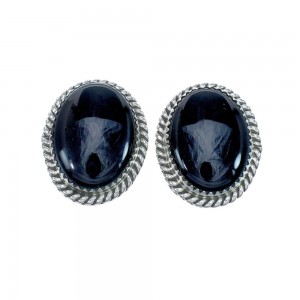 Onyx Navajo Sterling Silver Post Earrings AX130175