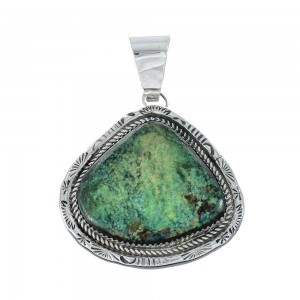 Navajo Authentic Turquoise Sterling Silver Pendant AX130209