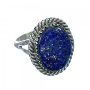 Native American Sterling Silver Lapis Ring Size 6-3/4 AX130222