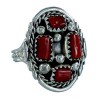 Navajo Sterling Silver And Coral Ring Size 6-3/4 SX106562