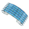 Genuine Sterling Silver Blue Opal Inlay Zuni Indian Cuff Bracelet RX107143